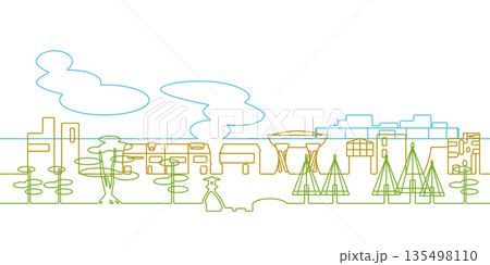 金沢の街並　線画 135498110