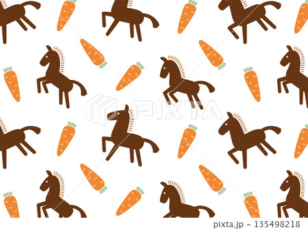 馬とにんじんの模様（not seamless） 135498218