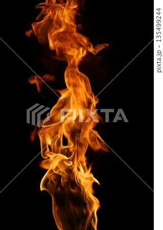 Fire flame isolated on black background 135499244