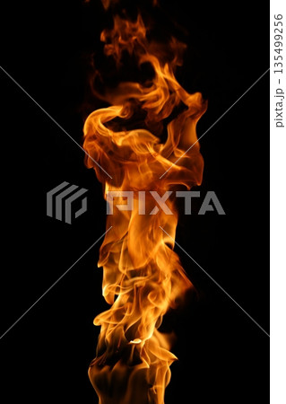 Fire flame isolated on black background 135499256