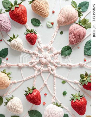 いちご　背景素材　テクスチャー　イラスト 135499625