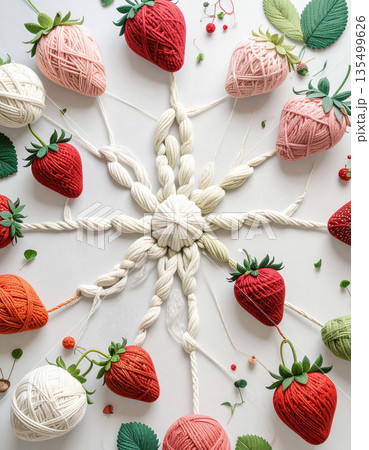 いちご　背景素材　テクスチャー　イラスト 135499626