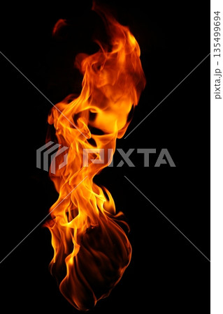 Glowing Fire Torch in the Night 135499694