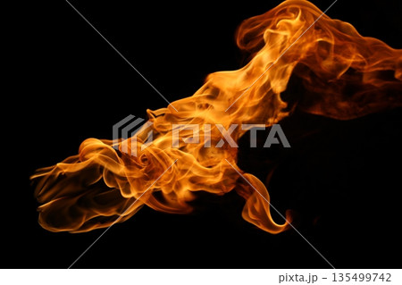 Glowing Fire Torch in the Night 135499742