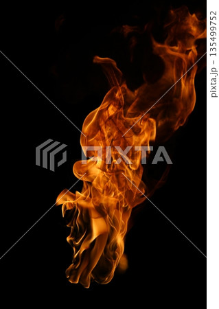 Glowing Fire Torch in the Night 135499752