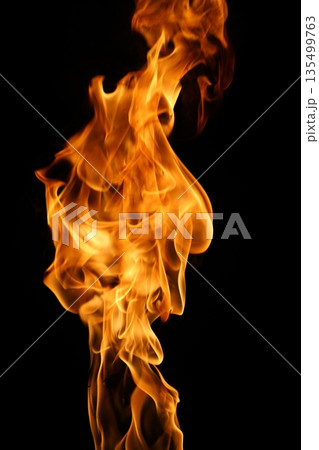 Glowing Fire Torch in the Night 135499763