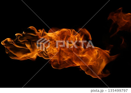 Glowing Fire Torch in the Night 135499797