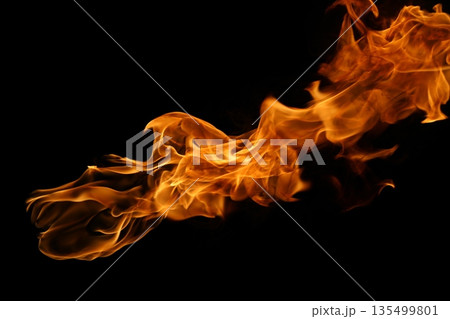 Glowing Fire Torch in the Night 135499801