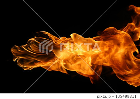 Glowing Fire Torch in the Night 135499811