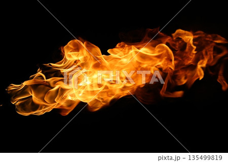 Glowing Fire Torch in the Night 135499819