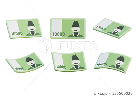 Single South Korean 10000 Won Banknote 3D Illustration Single South Korean 10000 Won Banknote 3D Illustration 135500029