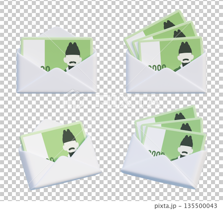 South Korean 10000 Won Bills in White Envelope 3D 135500043