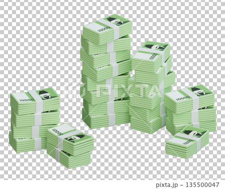 High Stack of 10000 Won Banknotes Pile 3D Illustration High Stack of 10000 Won Banknotes Pile 3D Illustration 135500047