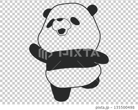 ノリノリで笑顔のパンダ 135500498