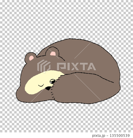 寝たふりをするたぬき（たぬき寝入り）のイラストのイラスト素材
