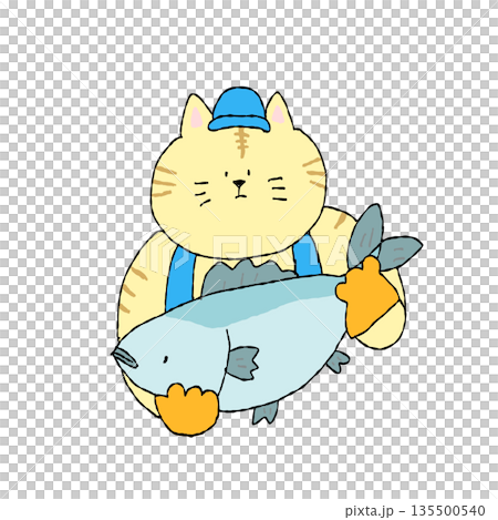 漁師ねこのイラスト 漁師ねこのイラスト 135500540