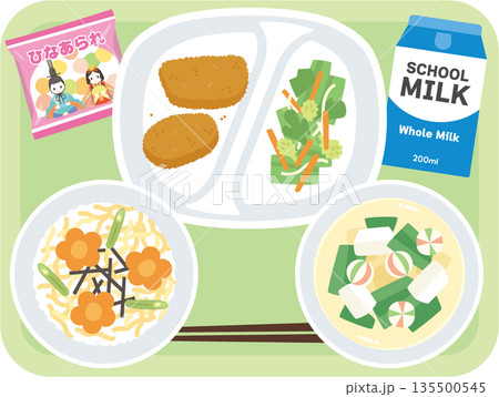 学校給食 ひなまつり献立 学校給食 ひなまつり献立 135500545