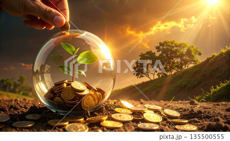 老後の資金のイメージ、貯金する 老後の資金のイメージ、貯金する 135500555