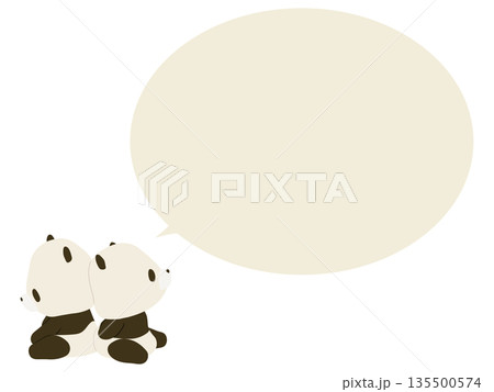 双子パンダ。吹き出し付き 135500574