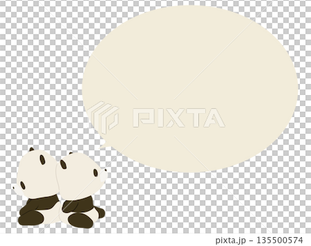 双子パンダ。吹き出し付き 135500574