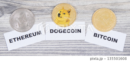 Cryptocurrency coins. International network payment. Finance concept 135501608