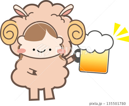ヒツジの着ぐるみ　乾杯 135501780
