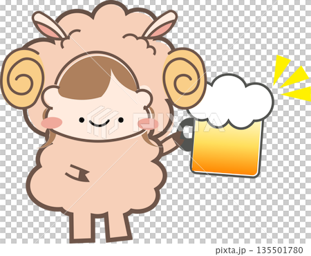 ヒツジの着ぐるみ　乾杯 135501780