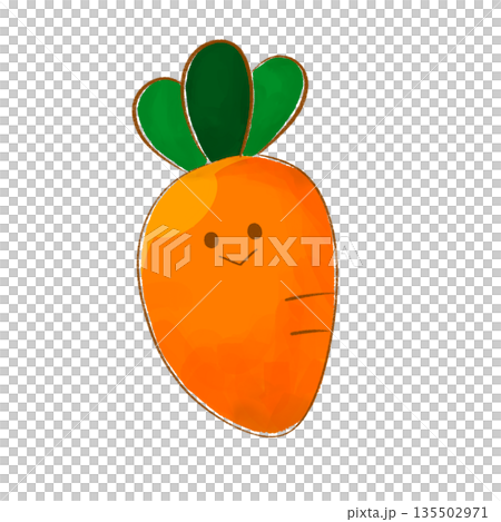 ほっこり表情つき野菜｜にんじんイラスト 135502971