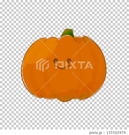 ほっこり表情つき野菜｜かぼちゃイラスト 135502974