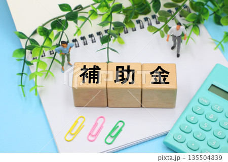 補助金と書かれたブロック 135504839