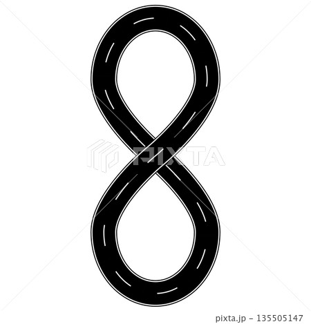 Figure eight road with dashed lines for driving and racing design 135505147