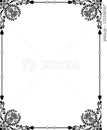 Vintage black decorative vector frame in Gothic style - elegant vector frame on white background, EPS10, hallowen, crismes. 135506367
