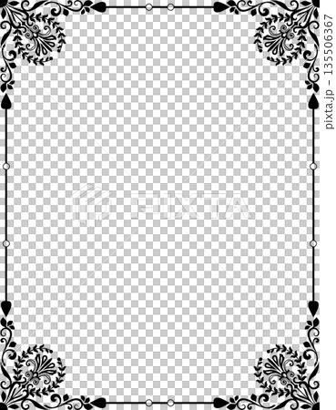Vintage black decorative vector frame in Gothic style - elegant vector frame on white background, EPS10, hallowen, crismes. 135506367