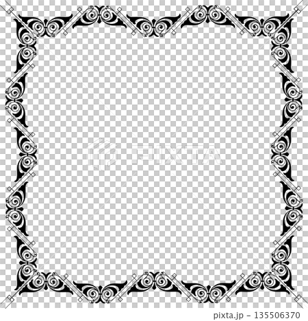 Vintage black decorative vector frame in Gothic style - elegant vector frame on white background, EPS10, hallowen, crismes. 135506370