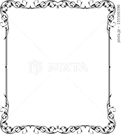 Vintage black decorative vector frame in Gothic style - elegant vector frame on white background, EPS10, hallowen, crismes. 135506396