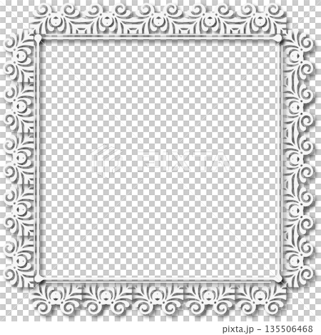 Vintage white decorative vector frame in Gothic style - elegant vector frame on white background, EPS10, hallowen, crismes. Vintage white decorative vector frame in Gothic style - elegant vector frame on white background, EPS10, hallowen, crismes. 135506468