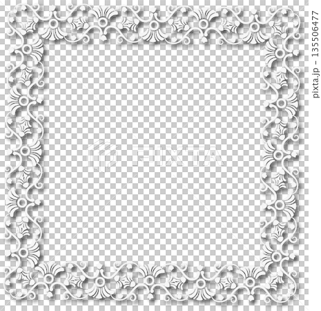 Vintage white decorative vector frame in Gothic style - elegant vector frame on white background, EPS10, hallowen, crismes. 135506477