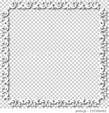Vintage white decorative vector frame in Gothic style - elegant vector frame on white background, EPS10, hallowen, crismes. 135506482