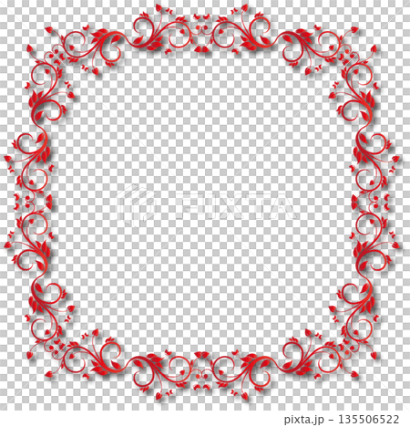 Vintage red decorative vector frame in Gothic style - elegant vector frame on white background, EPS10, hallowen, crismes. 135506522