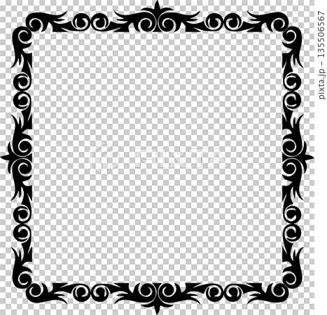 Vintage decorative vector frame in gothic style - elegant black vector frame on white background, EPS10, halloween, christmas. 135506567