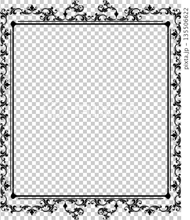 Vintage decorative vector frame in gothic style - elegant black vector frame on white background, EPS10, halloween, christmas.Vintage decorative vector frame in gothic style - elegant black vector fra 135506622