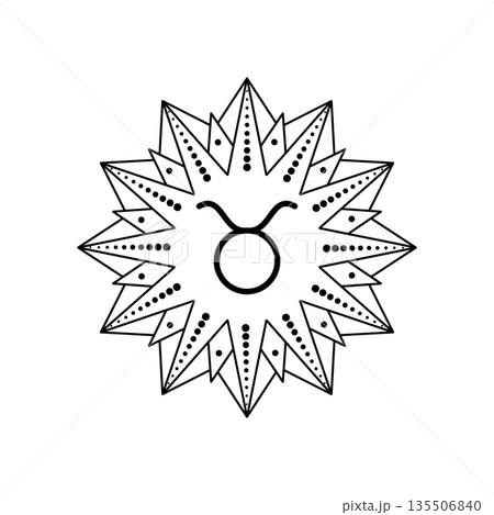 Taurus zodiac sign symbol in line art style on white background 135506840