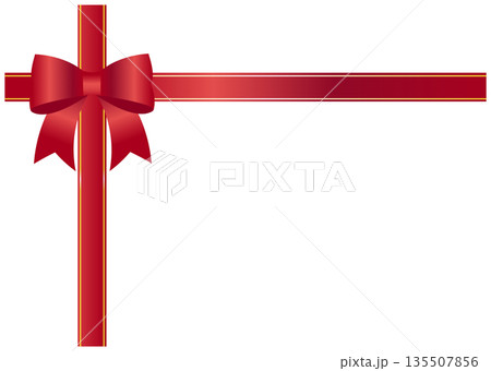赤色リボンの背景素材 135507856