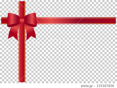 赤色リボンの背景素材 135507856