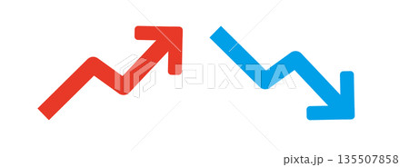 上昇と下降のシンプルな矢印のセット 上昇と下降のシンプルな矢印のセット 135507858