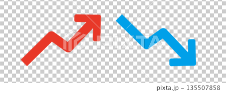 上昇と下降のシンプルな矢印のセット 上昇と下降のシンプルな矢印のセット 135507858