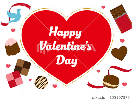 赤色のバレンタインフレーム 135507879