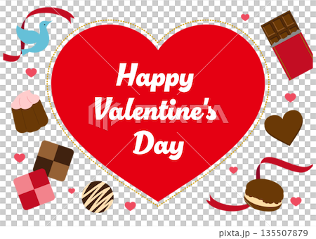 赤色のバレンタインフレーム 135507879