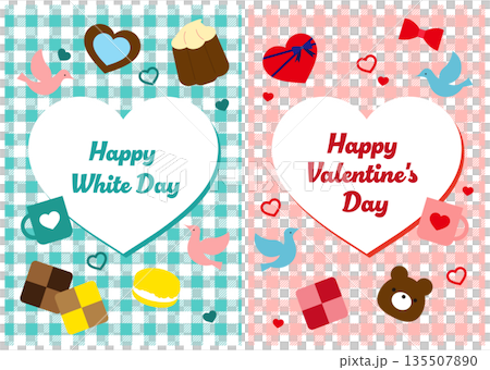 Cute White Day and Valentine's Day frame set Cute White Day and Valentine's Day frame set 135507890