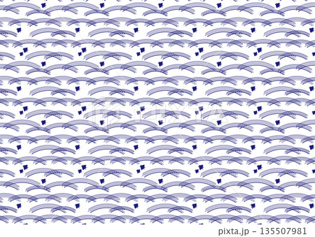和柄シームレスパターン［川辺と千鳥］ 135507981